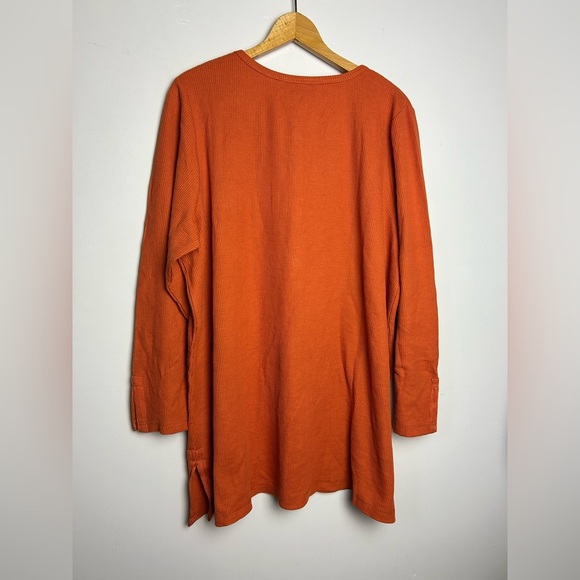 Roaman’s Blouse Top Henley Long Sleeve Thermal Waffle Plus Size 22-24 1X - Picture 8 of 9